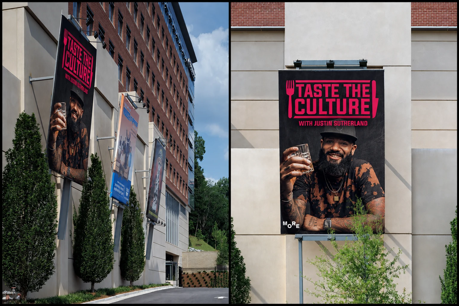 Taste the Culture campaign installation on building